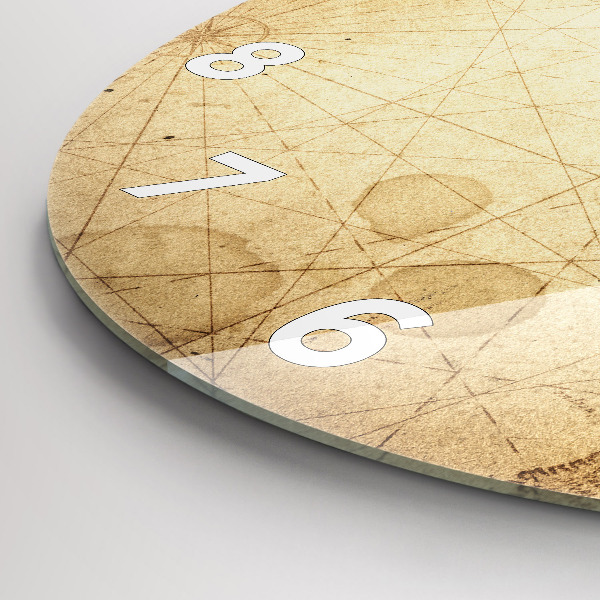 Round glass clock Old world map