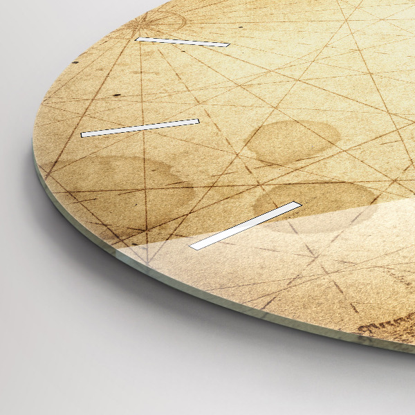 Round glass clock Old world map