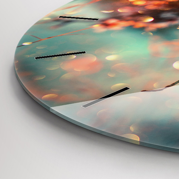 Round glass clock Spring flowers