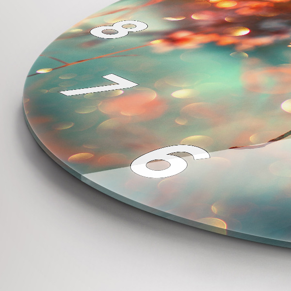 Round glass clock Spring flowers