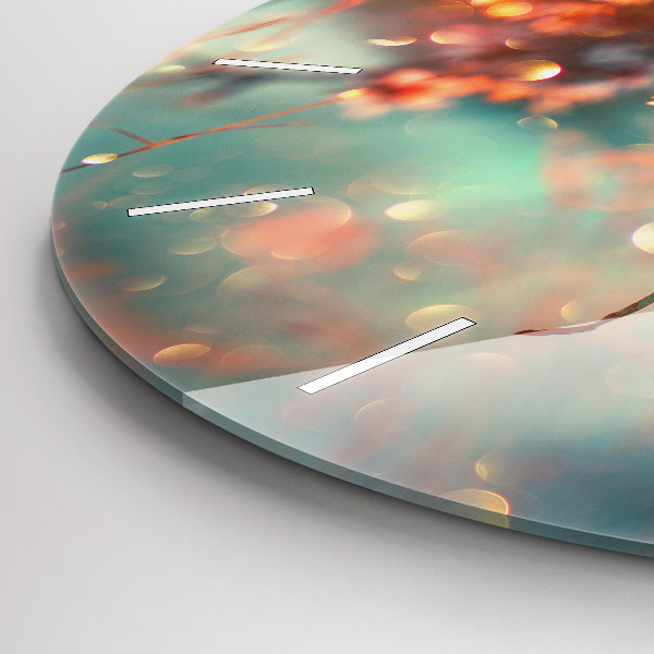 Round glass clock Spring flowers