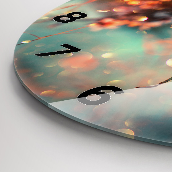 Round glass clock Spring flowers