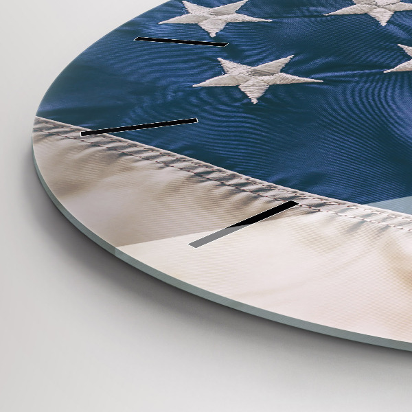 Round glass clock American flag