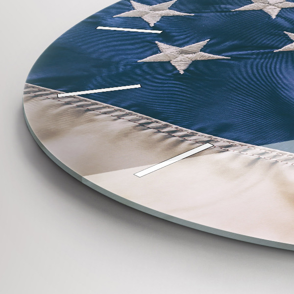 Round glass clock American flag