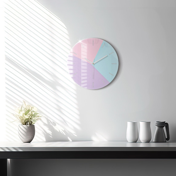 Round glass clock Pastel pattern