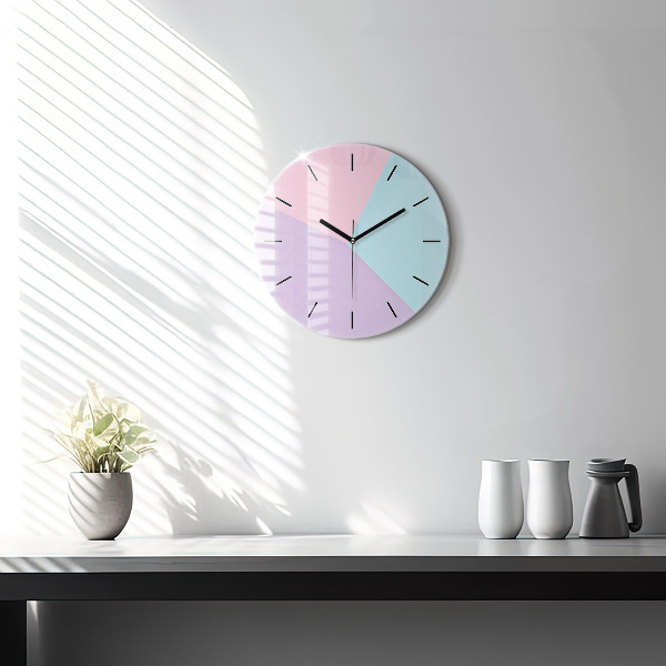 Round glass clock Pastel pattern