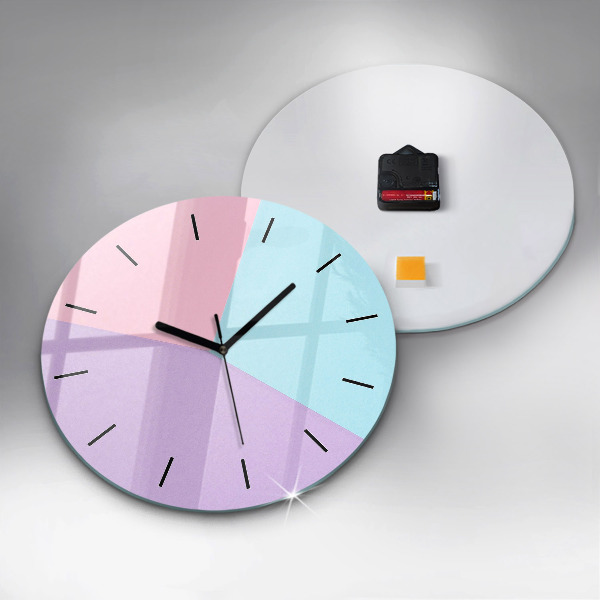Round glass clock Pastel pattern