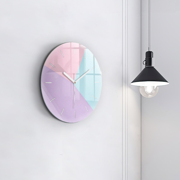 Round glass clock Pastel pattern