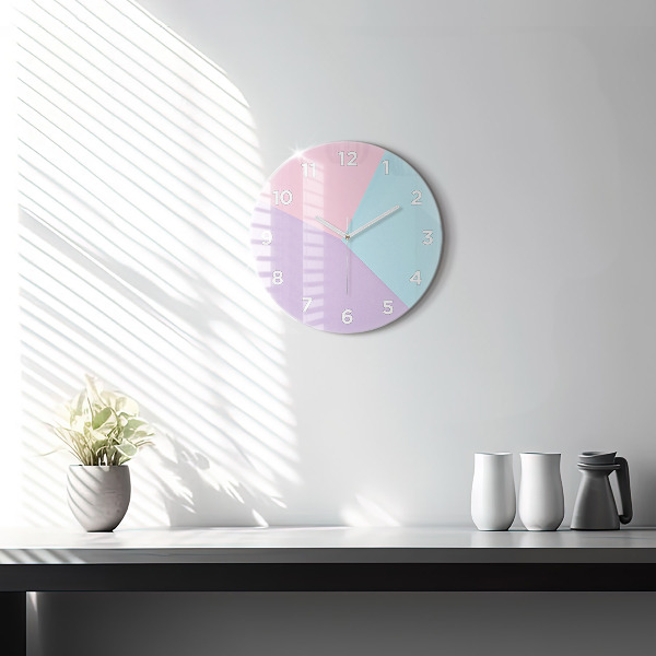 Round glass clock Pastel pattern