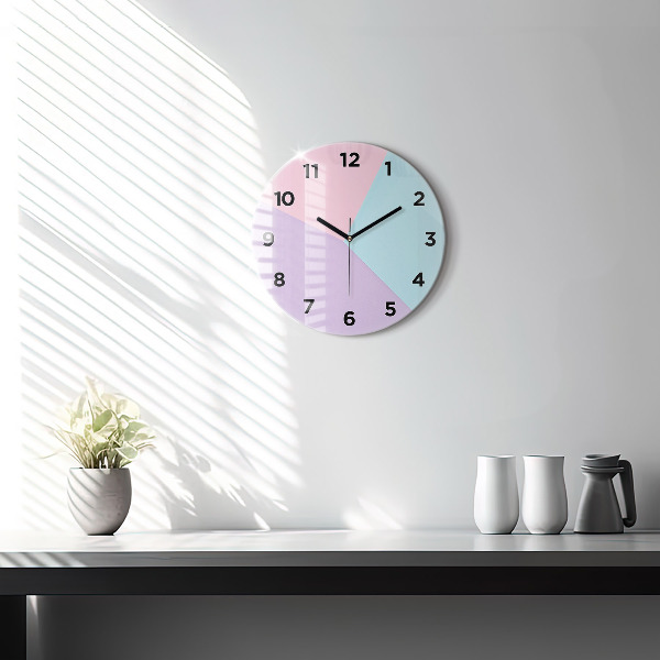 Round glass clock Pastel pattern
