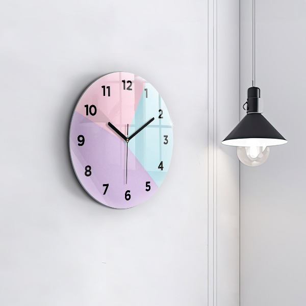 Round glass clock Pastel pattern