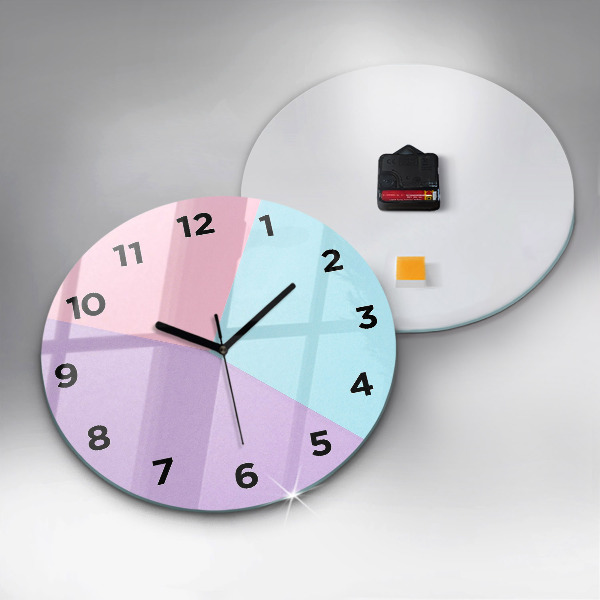 Round glass clock Pastel pattern