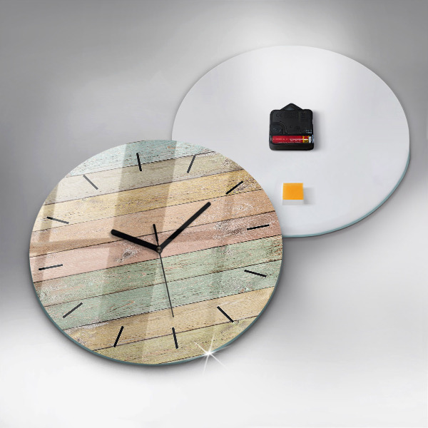 Round glass clock Colorful boards