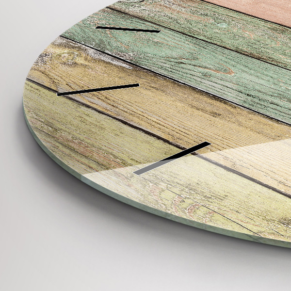 Round glass clock Colorful boards