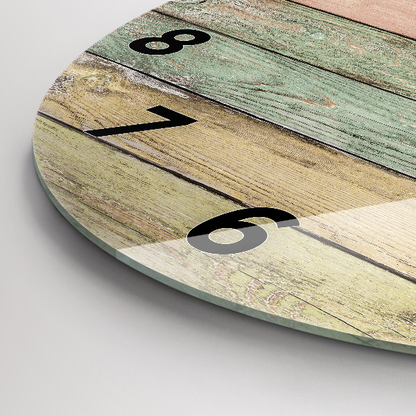 Round glass clock Colorful boards