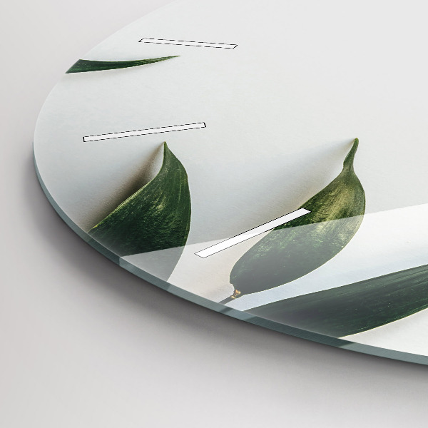 Round glass clock Leaf frame