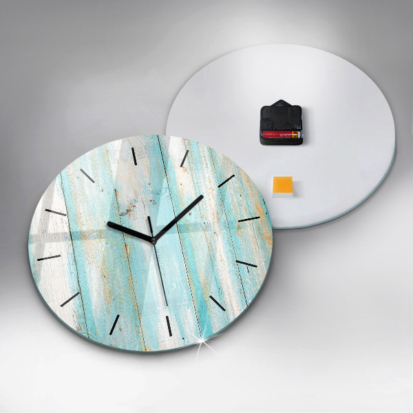 Round glass clock Blue boards
