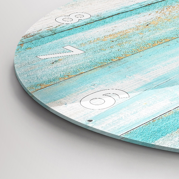 Round glass clock Blue boards