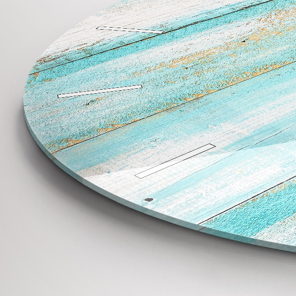 Round glass clock Blue boards