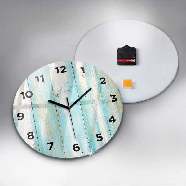 Round glass clock Blue boards