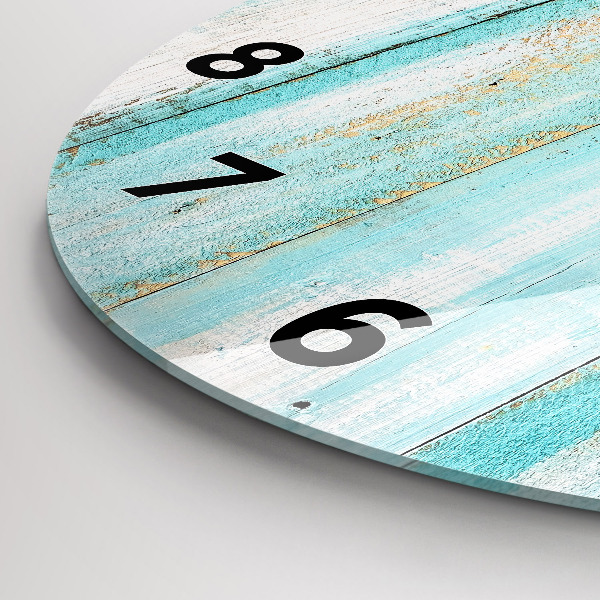Round glass clock Blue boards