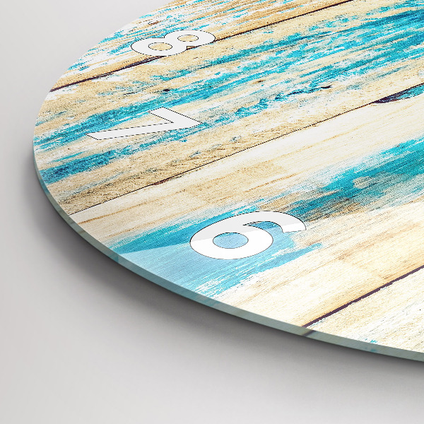 Round glass clock Scratched wood