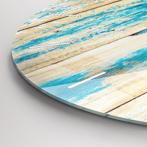 Round glass clock Scratched wood