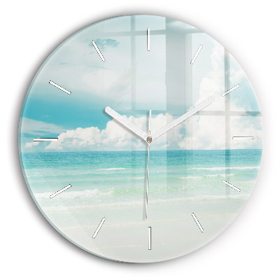 Round glass clock Sea landscape