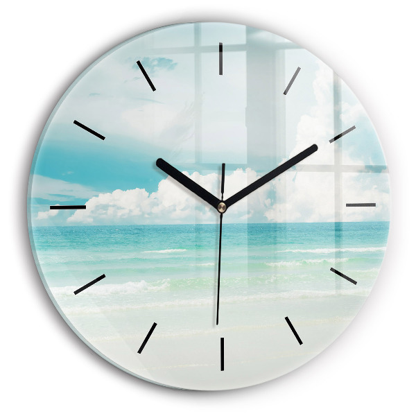 Round glass clock Sea landscape