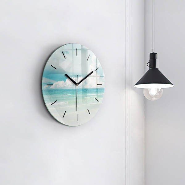 Round glass clock Sea landscape