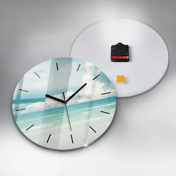 Round glass clock Sea landscape