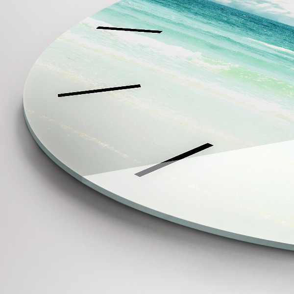Round glass clock Sea landscape