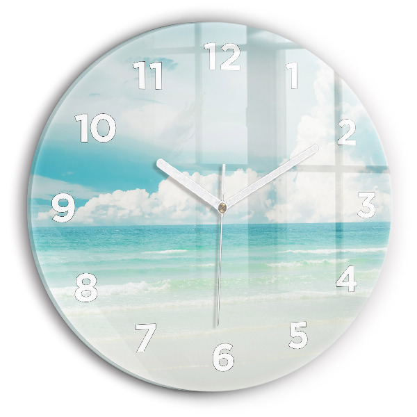 Round glass clock Sea landscape