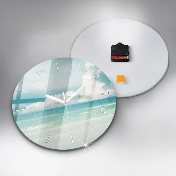 Round glass clock Sea landscape