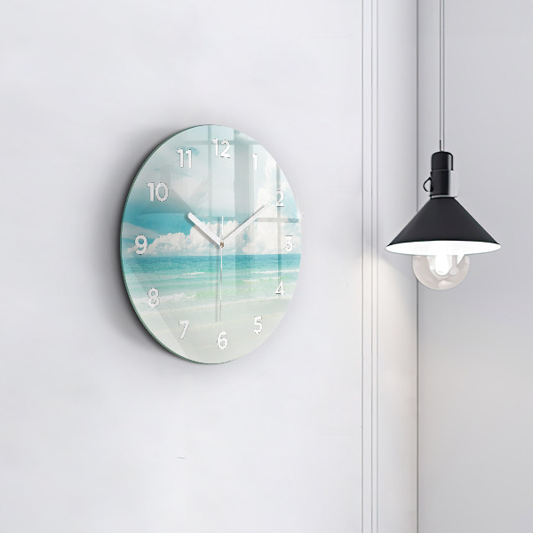 Round glass clock Sea landscape