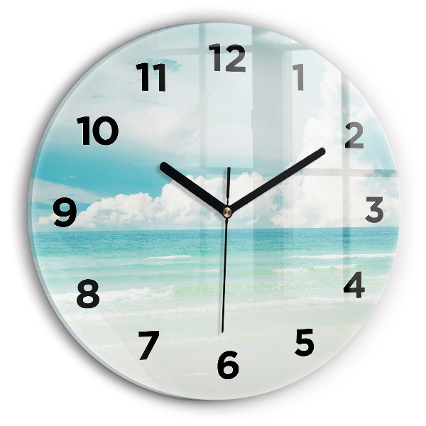 Round glass clock Sea landscape