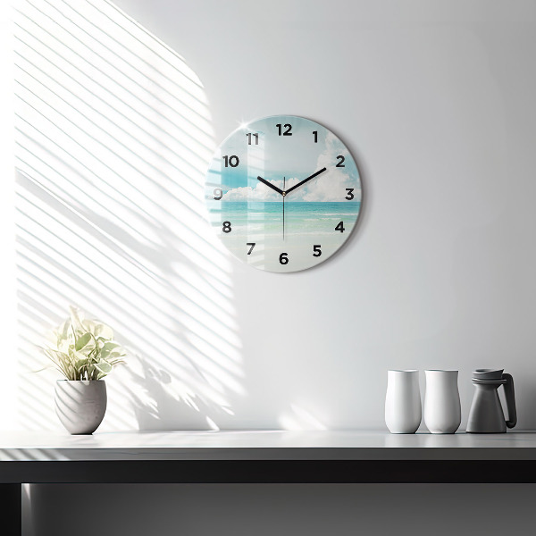 Round glass clock Sea landscape
