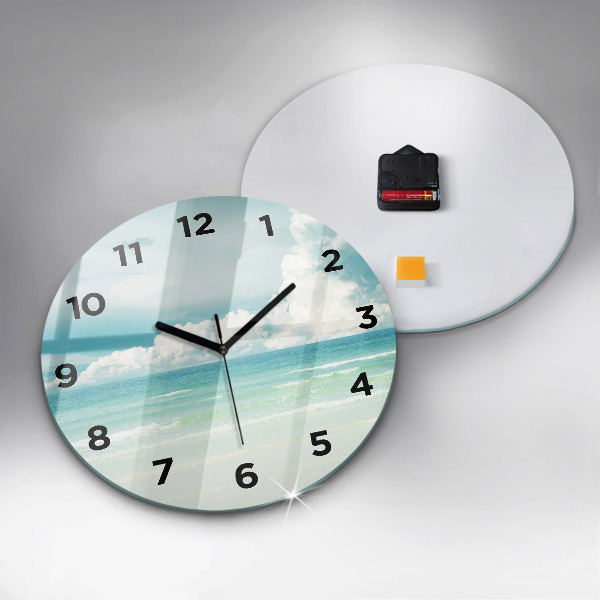 Round glass clock Sea landscape