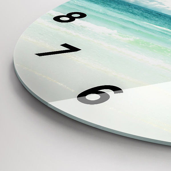 Round glass clock Sea landscape