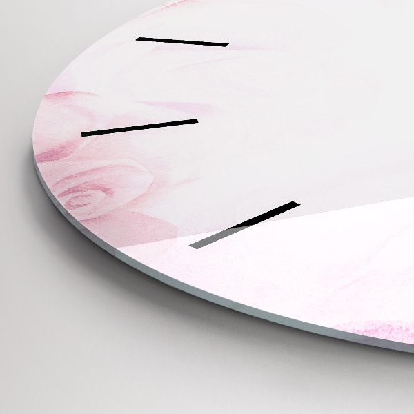 Round glass clock Roses abstract