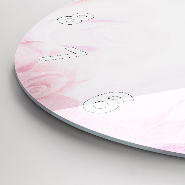 Round glass clock Roses abstract