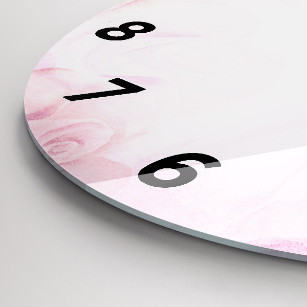 Round glass clock Roses abstract