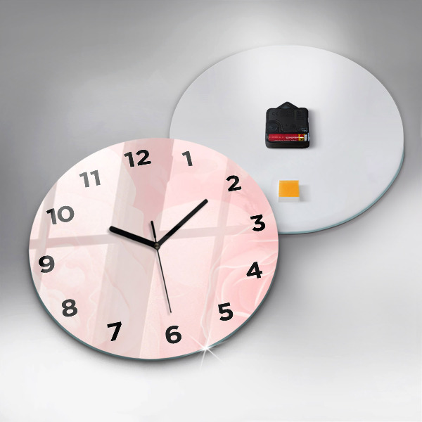 Round glass clock Blooming roses