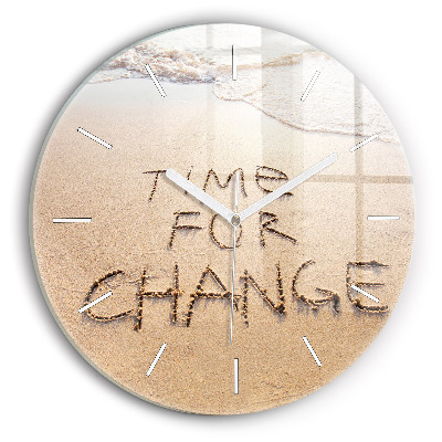 Round glass clock Beach Quote