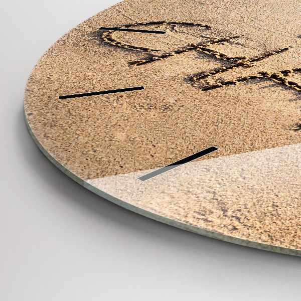 Round glass clock Beach Quote