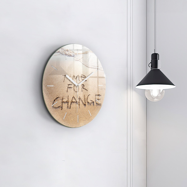 Round glass clock Beach Quote