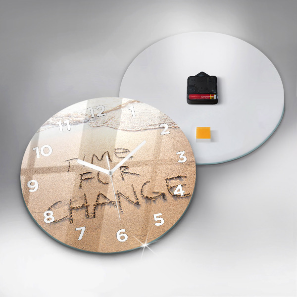 Round glass clock Beach Quote
