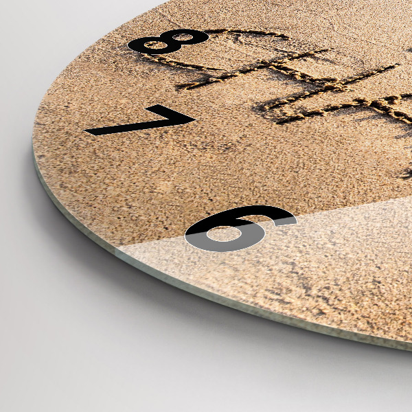 Round glass clock Beach Quote