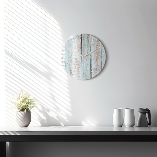 Round glass clock Pastel Wood