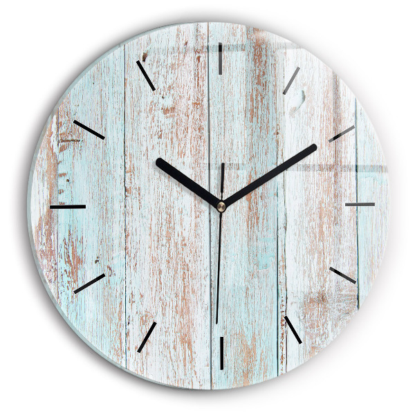 Round glass clock Pastel Wood